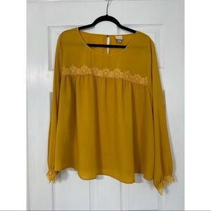 Plus Size Yellow Frill Blouse